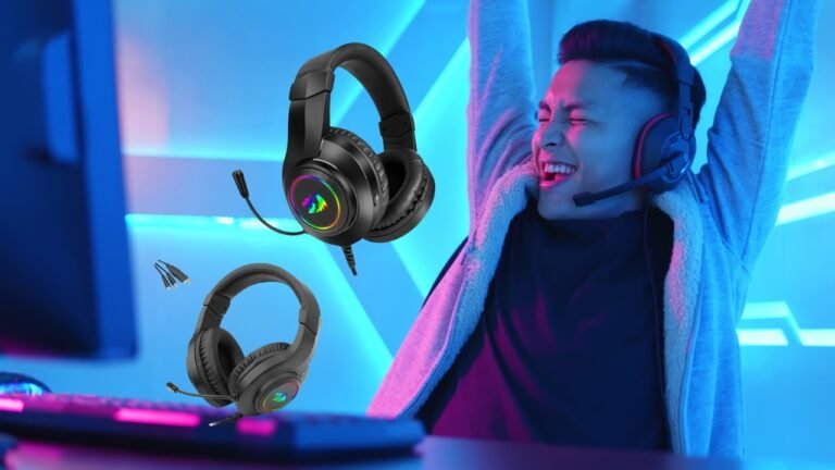 Redragon H260 Hylas wired gaming headset with RGB lighting and over-ear design