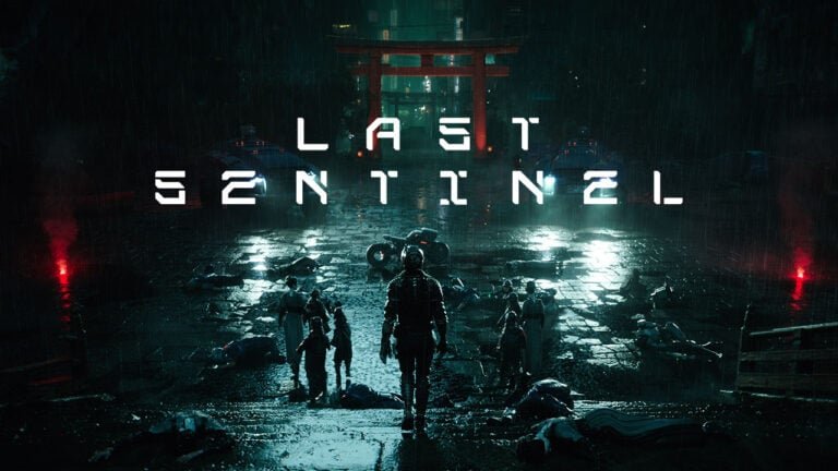 Mysterious futuristic warriors standing guard in a post-apocalyptic world.